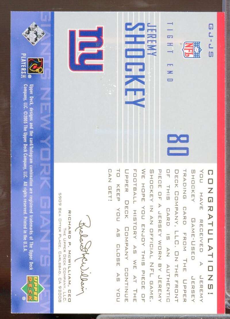 Jeremy Shockey 2 Card 2003 Upper Deck Game Jerseys #GJJS  Image 2