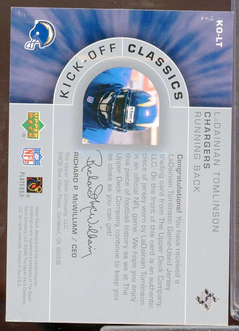 LaDainian Tomlinson Card 2002 Upper Deck Kick-Off Classics Jerseys #KOLT  Image 2