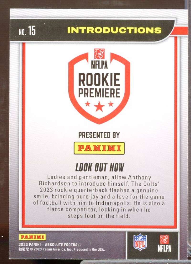 Anthony Richardson Rookie Card 2023 Absolute Introductions #15  Image 2