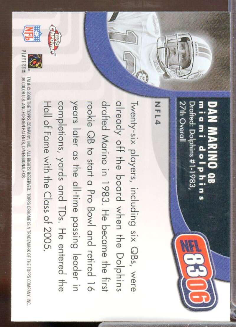 Dan Marino Card 2006 Topps Chrome NFL 8306 #NFL4  Image 2