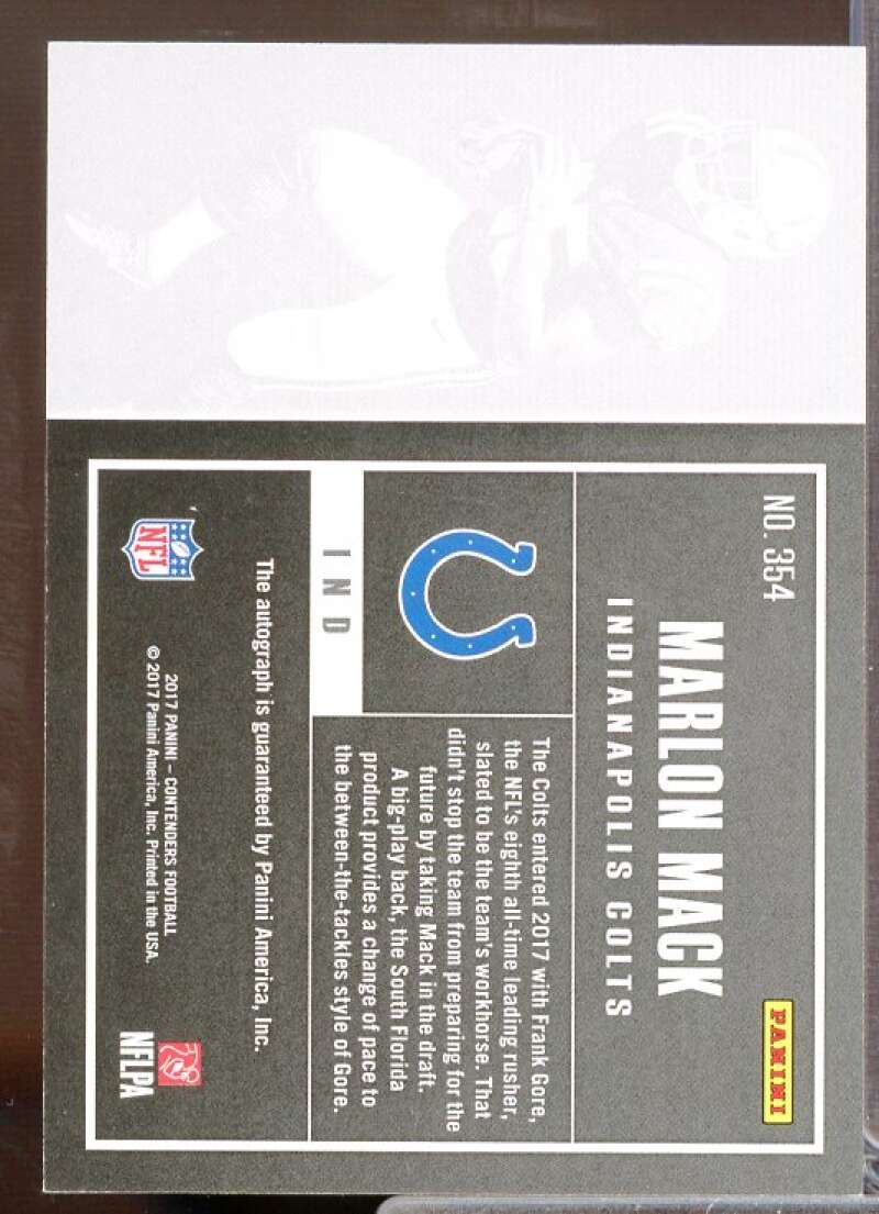 Marlon Mack AU Rookie Card 2017 Panini Contenders #354  Image 2