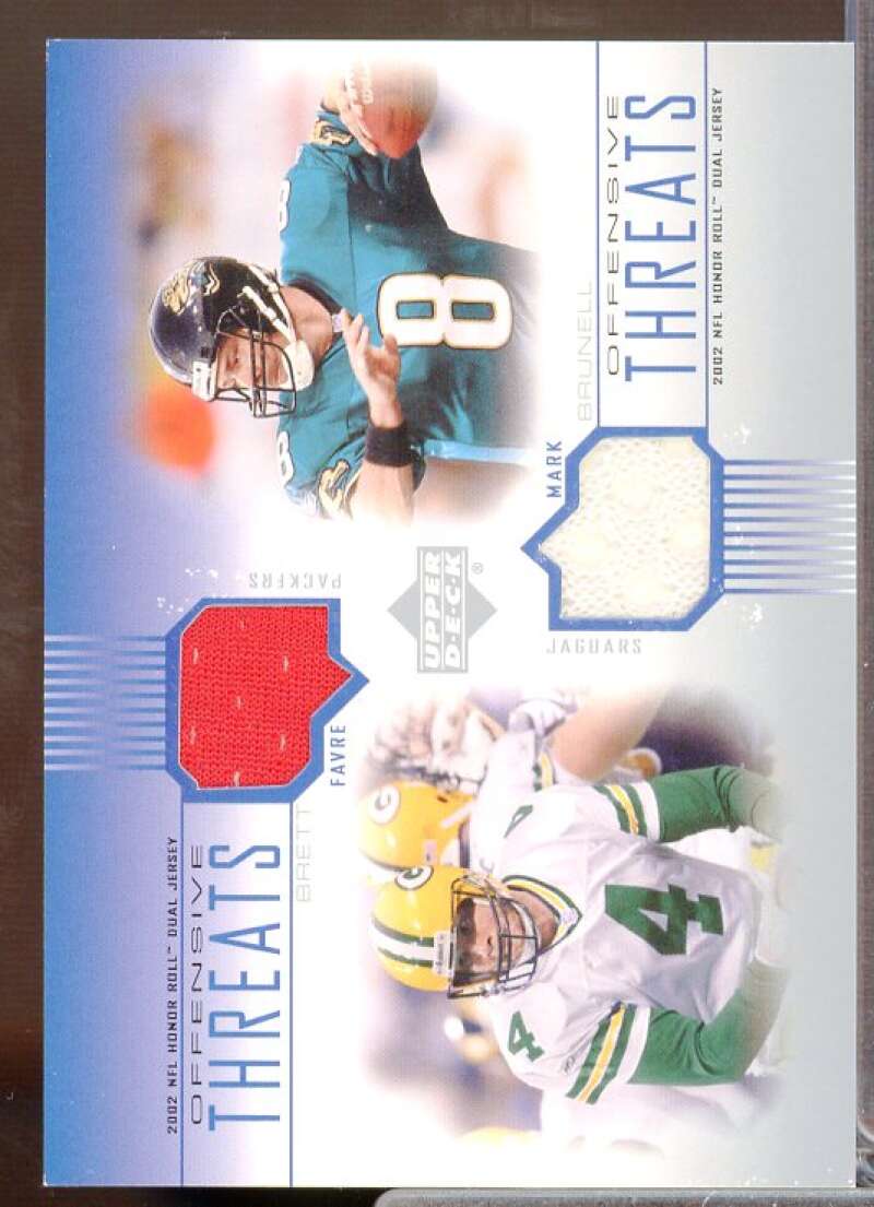 Brett Favre/Mark Brunell 2002 Honor Roll Offensive Threats Dual Jerseys #OTBF  Image 1