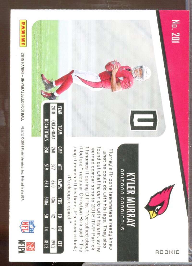 Kyler Murray Rookie Card 2019 Panini Unparalleled Cosmos #201  Image 2