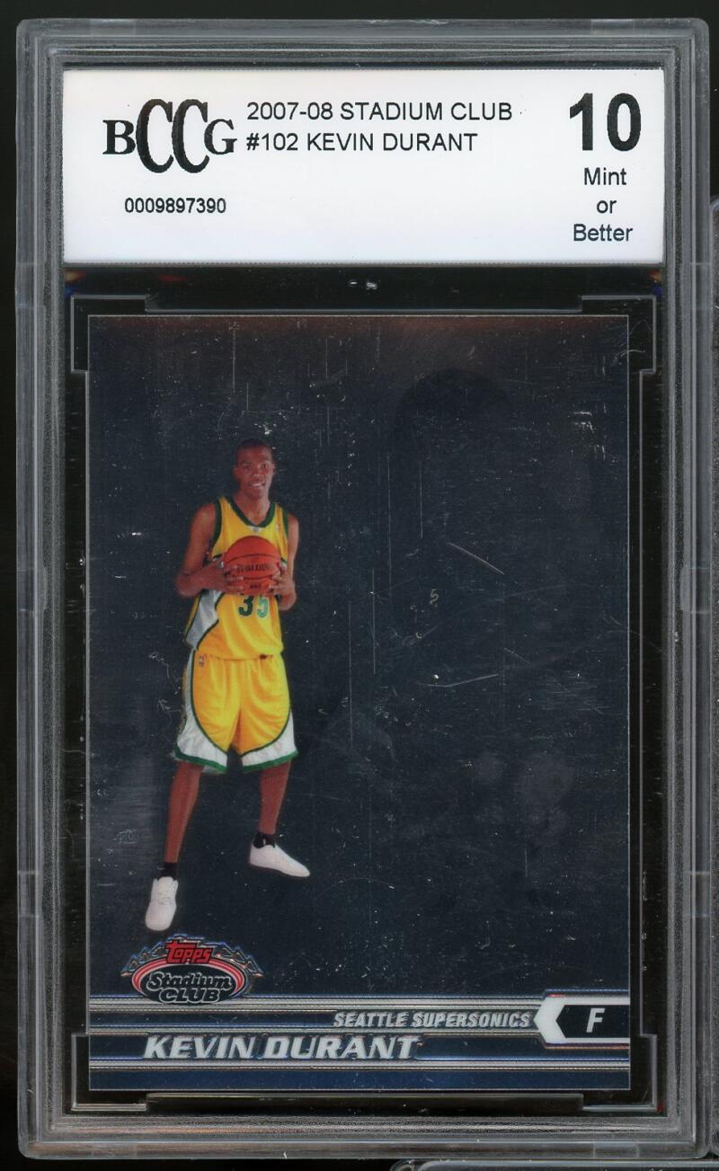 2007-08 Stadium Club #102 Kevin Durant Rookie Card BGS BCCG 10 Mint+ Image 1
