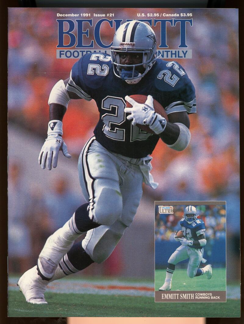 Beckett Football Card Monthly #21 December 1991 Emmit Smith Dallas Cowboys Image 1