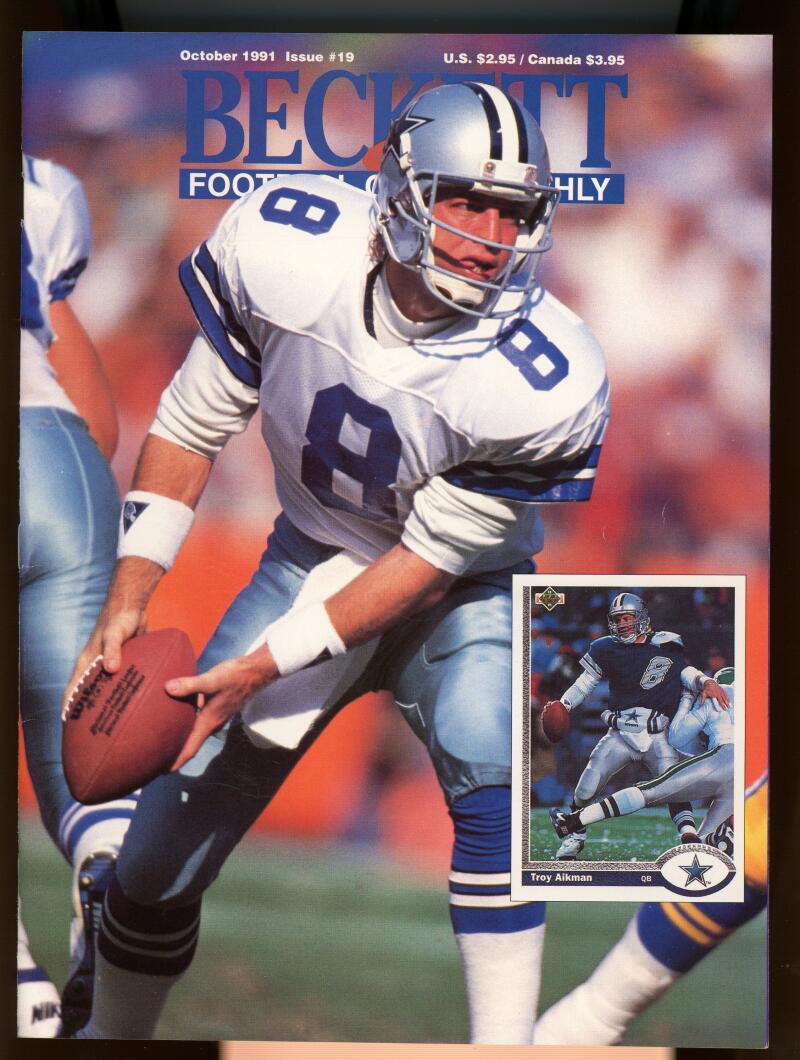 Beckett Football Card Monthly #19 October 1991 Troy Aikman Dallas Cowboys Image 1