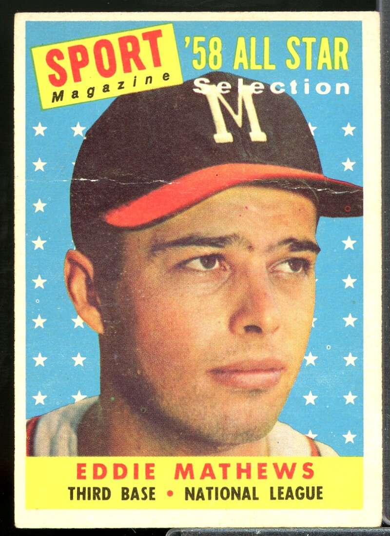 Eddie Mathews AS Card 1958 Topps #480  Image 1