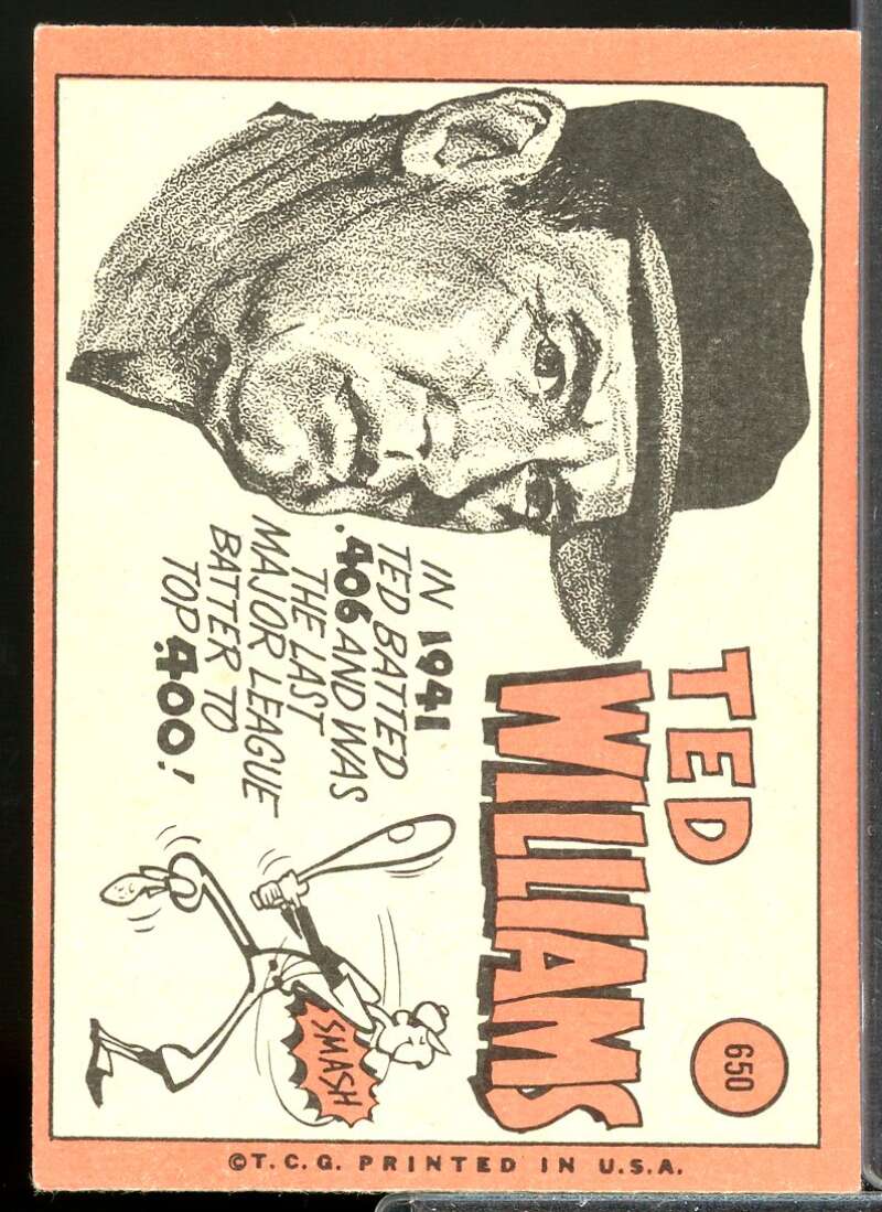 Ted Williams MG Card 1969 Topps #650  Image 2