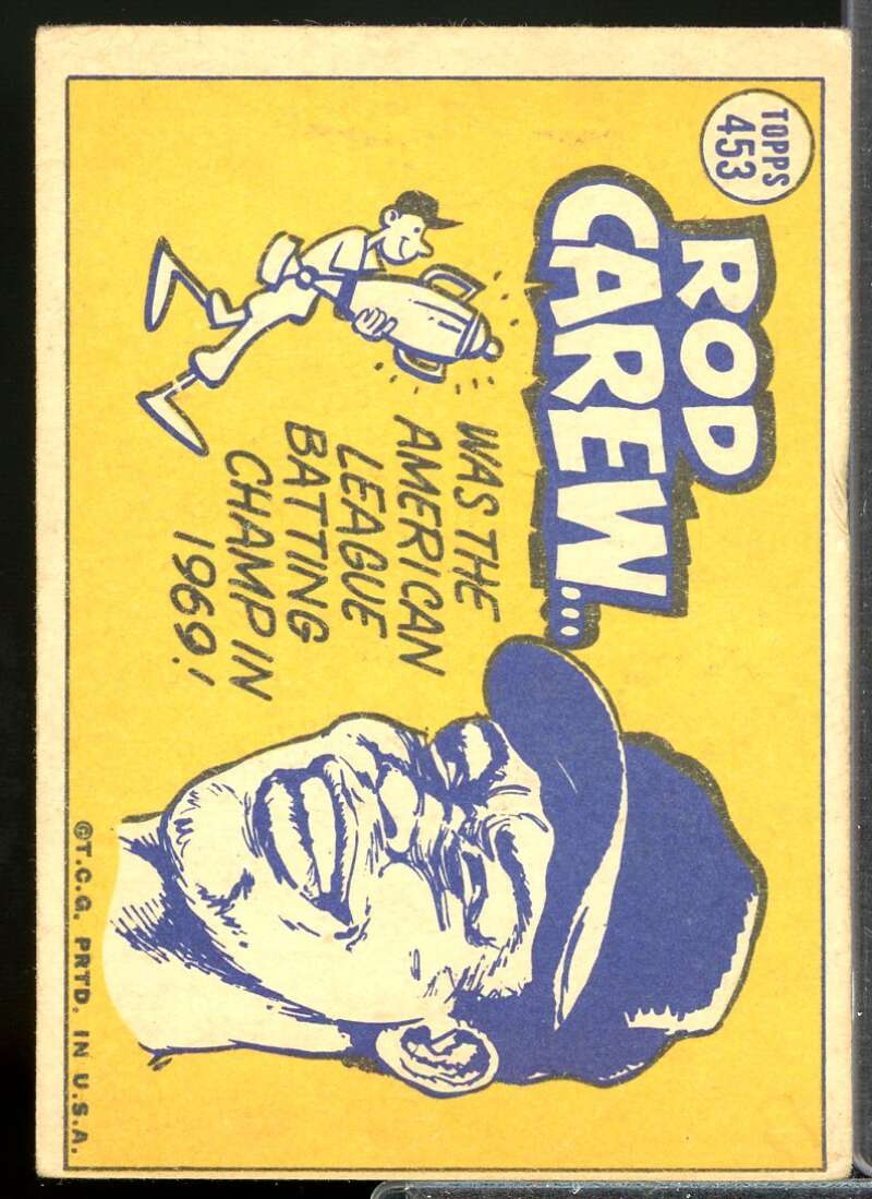 Rod Carew AS Card 1970 Topps #453  Image 2