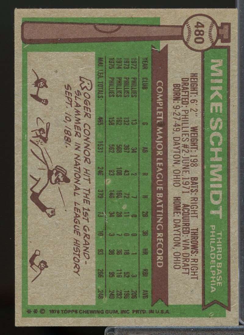 Mike Schmidt Card 1976 Topps #480  Image 2