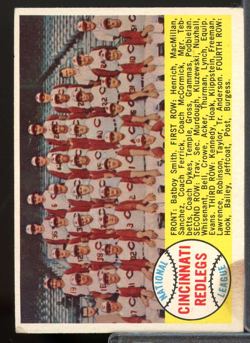 Cincinnati Reds TC/Alphabetical Card 1958 Topps #428A  Image 1