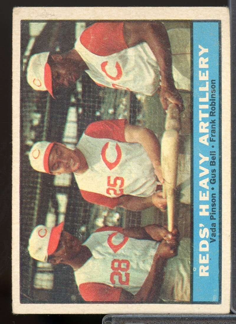 Reds Heavy Artillery/Vada Pinson/Gus Bell/Frank Robinson Card 1961 Topps #25  Image 1