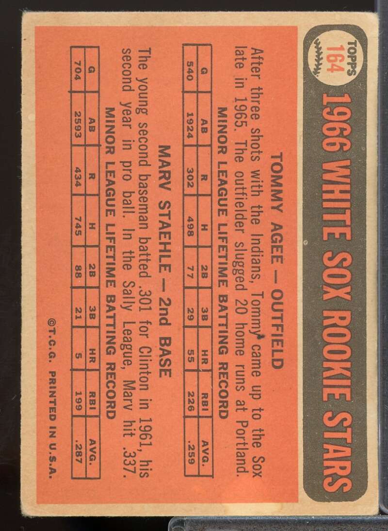 Rookie Stars/Tommie Agee/Marv Staehle Rookie Card 1966 Topps #164  Image 2