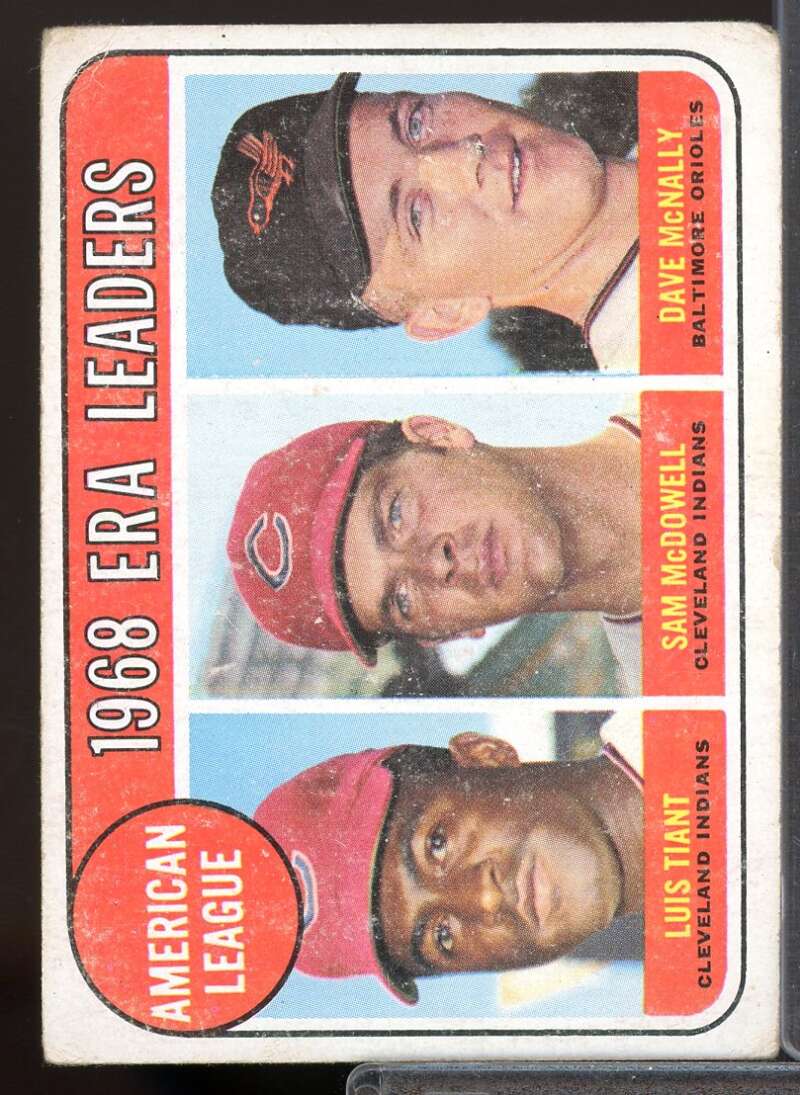 AL ERA Leaders/Luis Tiant/Sam McDowell/Dave McNally Card 1969 Topps #7  Image 1