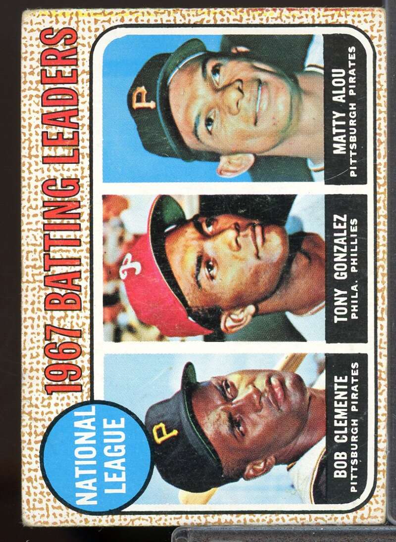 NL Batting Leaders/Roberto Clemente/Tony Gonzalez/Matty Alou Card 1968 Topps #1  Image 1