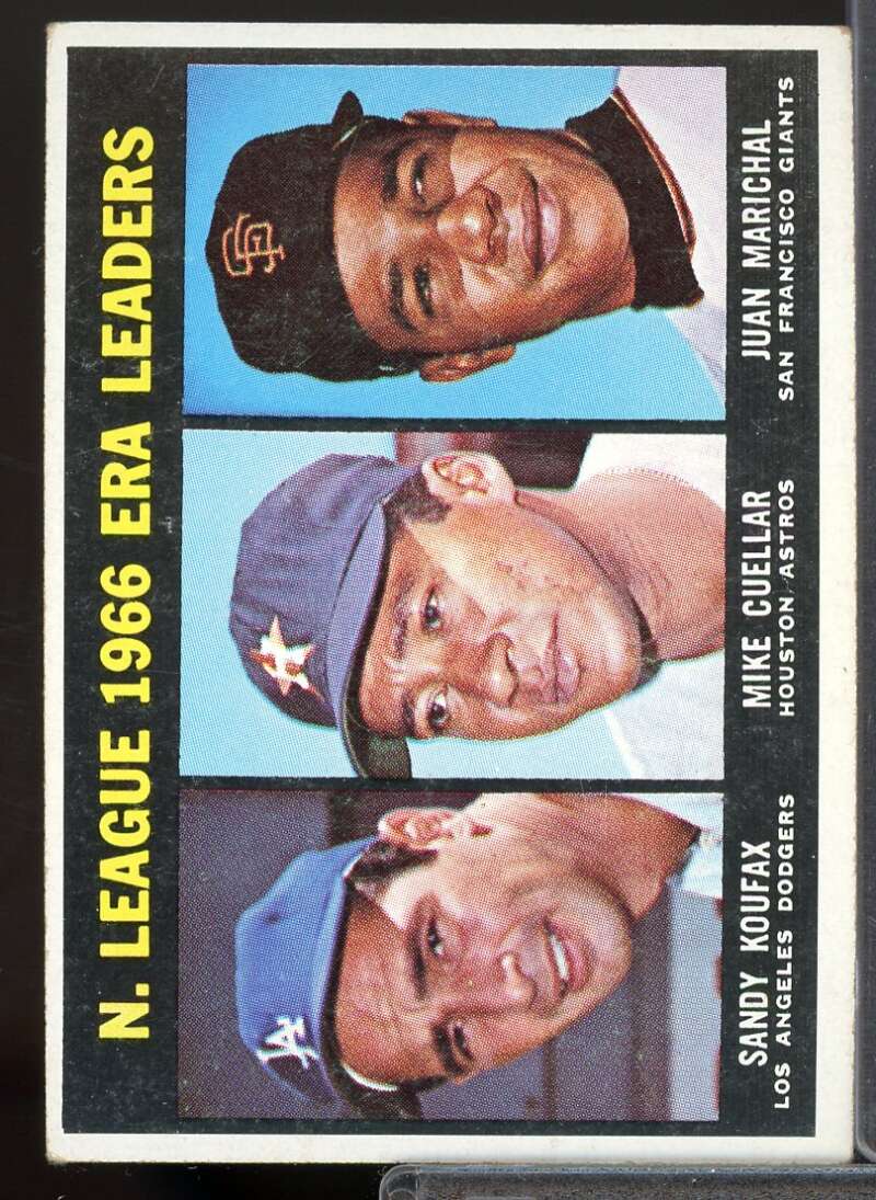 NL ERA Leaders/Sandy Koufax/Mike Cuellar/Juan Marichal Card 1967 Topps #234  Image 1