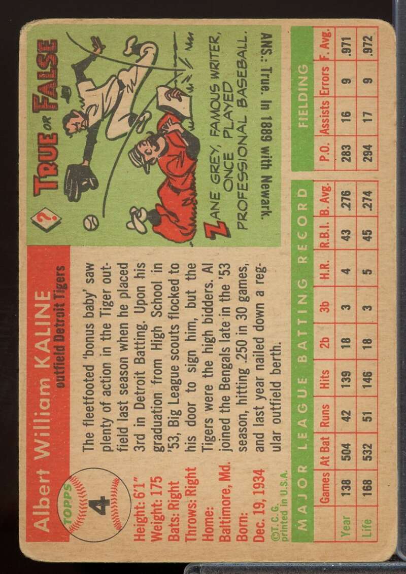 Al Kaline Card 1955 Topps #4  Image 2