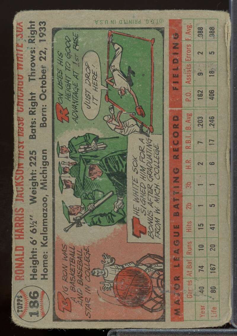 Ron Jackson Card 1956 Topps #186  Image 2