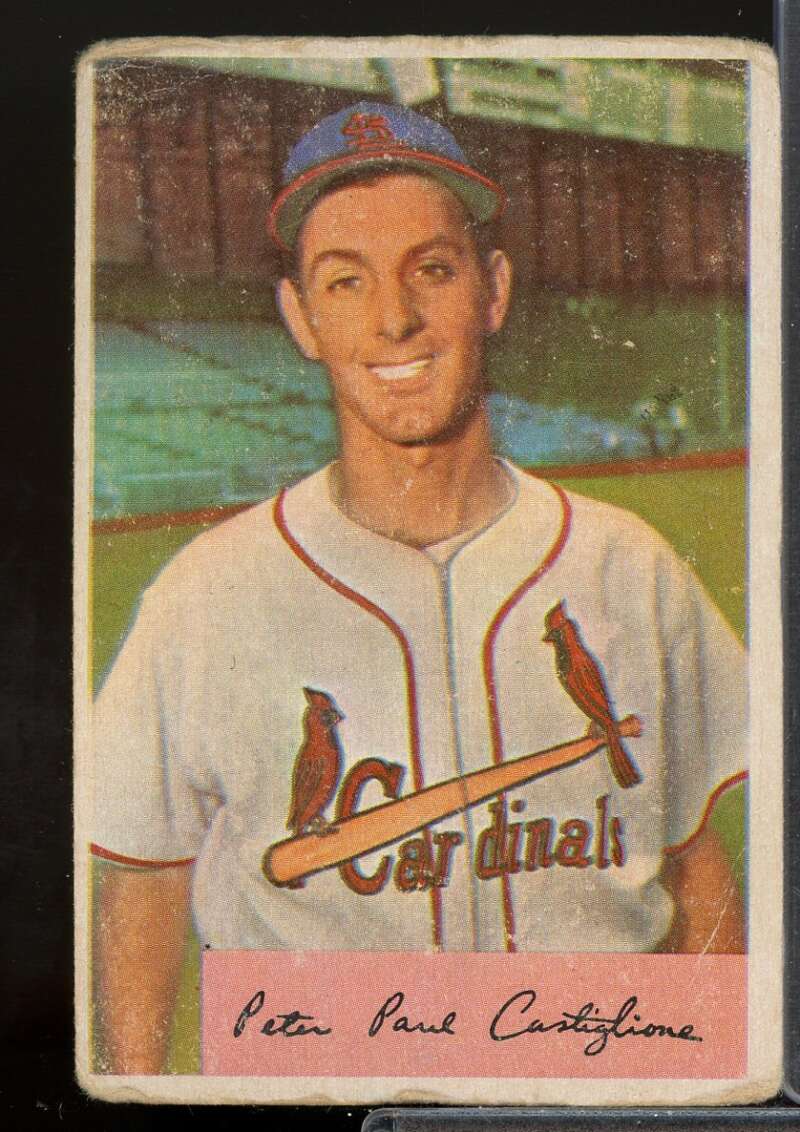Pete Castiglione/.970/.959 Fielding Avg. Card 1954 Bowman #174B  Image 1