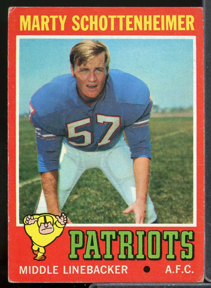 Marty Schottenheimer Rookie Card 1971 Topps #3  Image 1