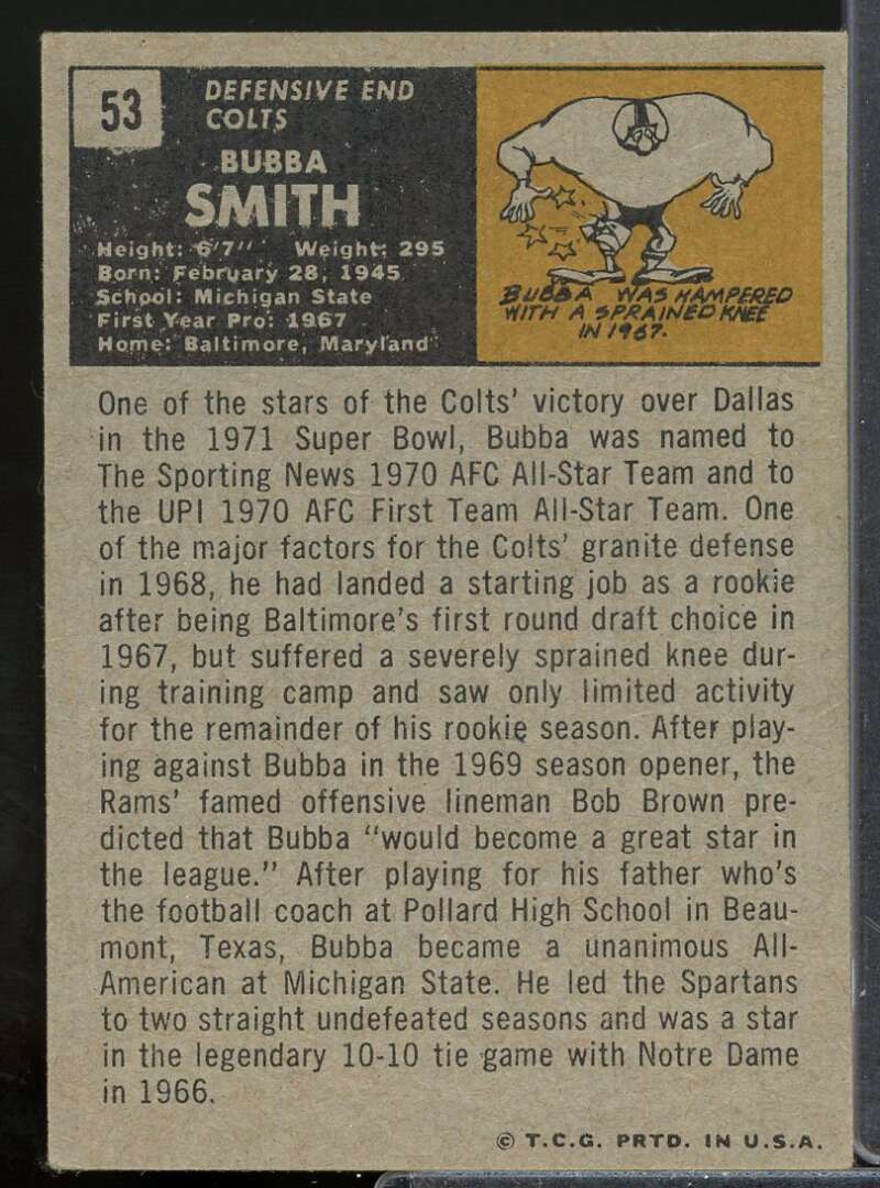 Bubba Smith Card 1971 Topps #53  Image 2