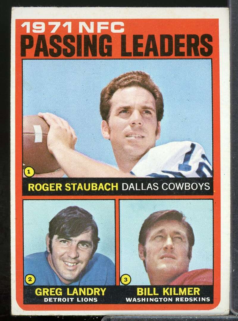 NFC Passing Leaders/Roger Staubach/Greg Landry/Bill Kilmer Card 1972 Topps #4  Image 1
