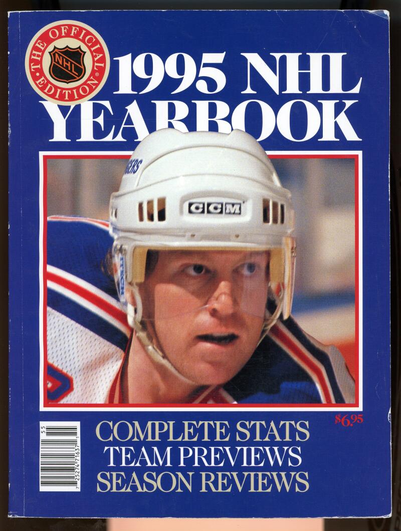 1995 NHL Hockey Official Yearbook Brian Leetch Ex Image 1