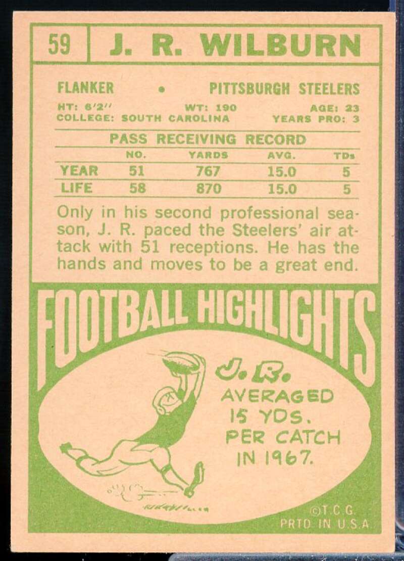 J.R. Wilburn Rookie Card 1968 Topps #59  Image 2