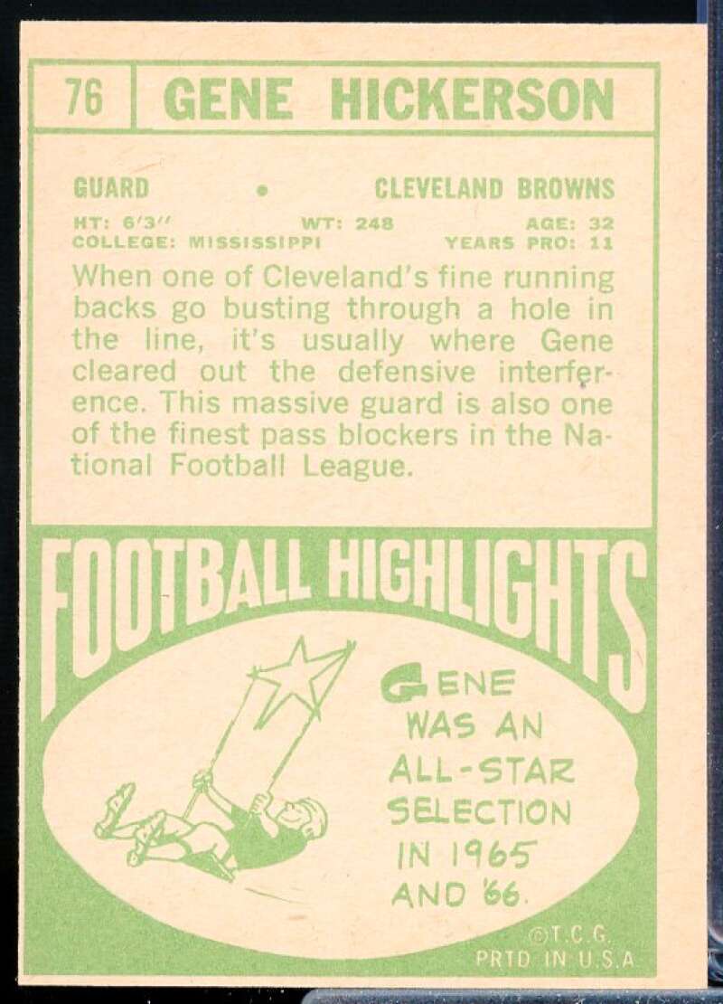 Gene Hickerson Card 1968 Topps #76  Image 2