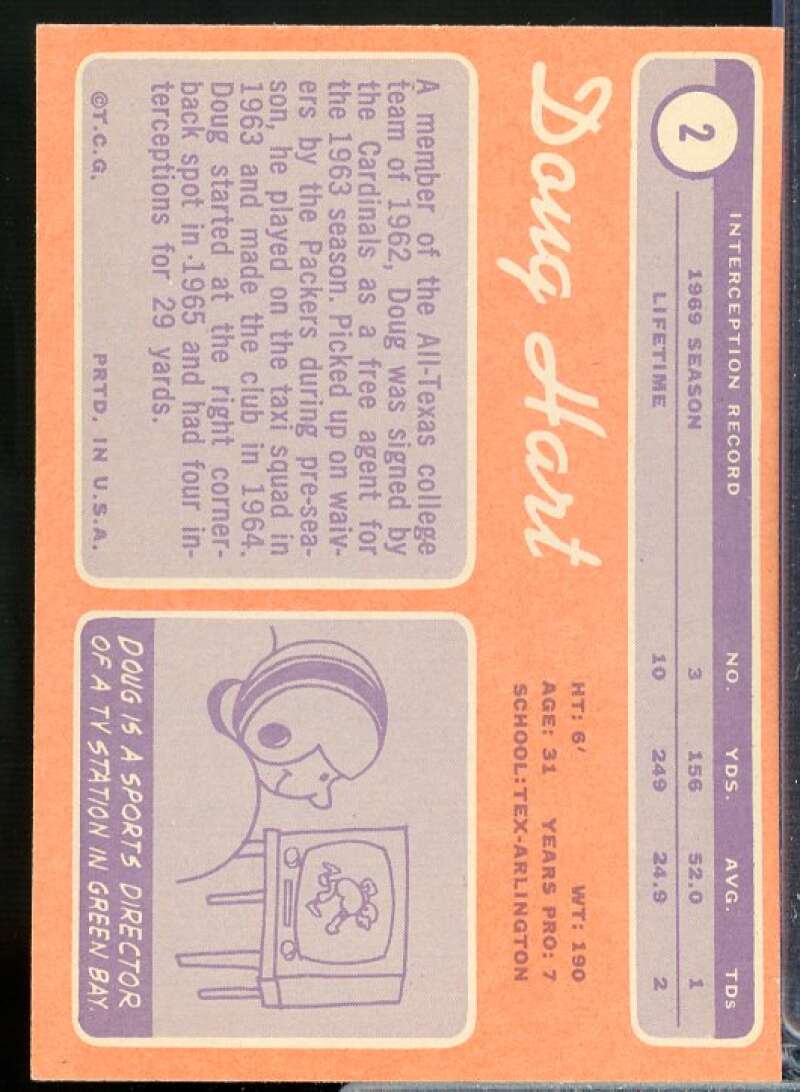 Doug Hart Rookie Card 1970 Topps #2  Image 2