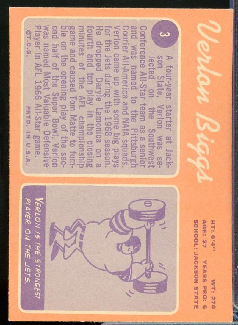 Verlon Biggs Card 1970 Topps #3  Image 2