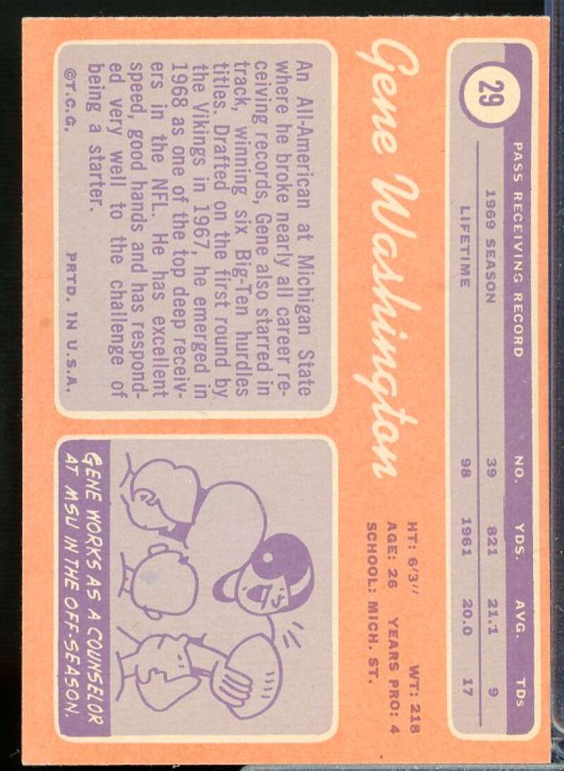 Gene Washington Vik Rookie Card 1970 Topps #29  Image 2