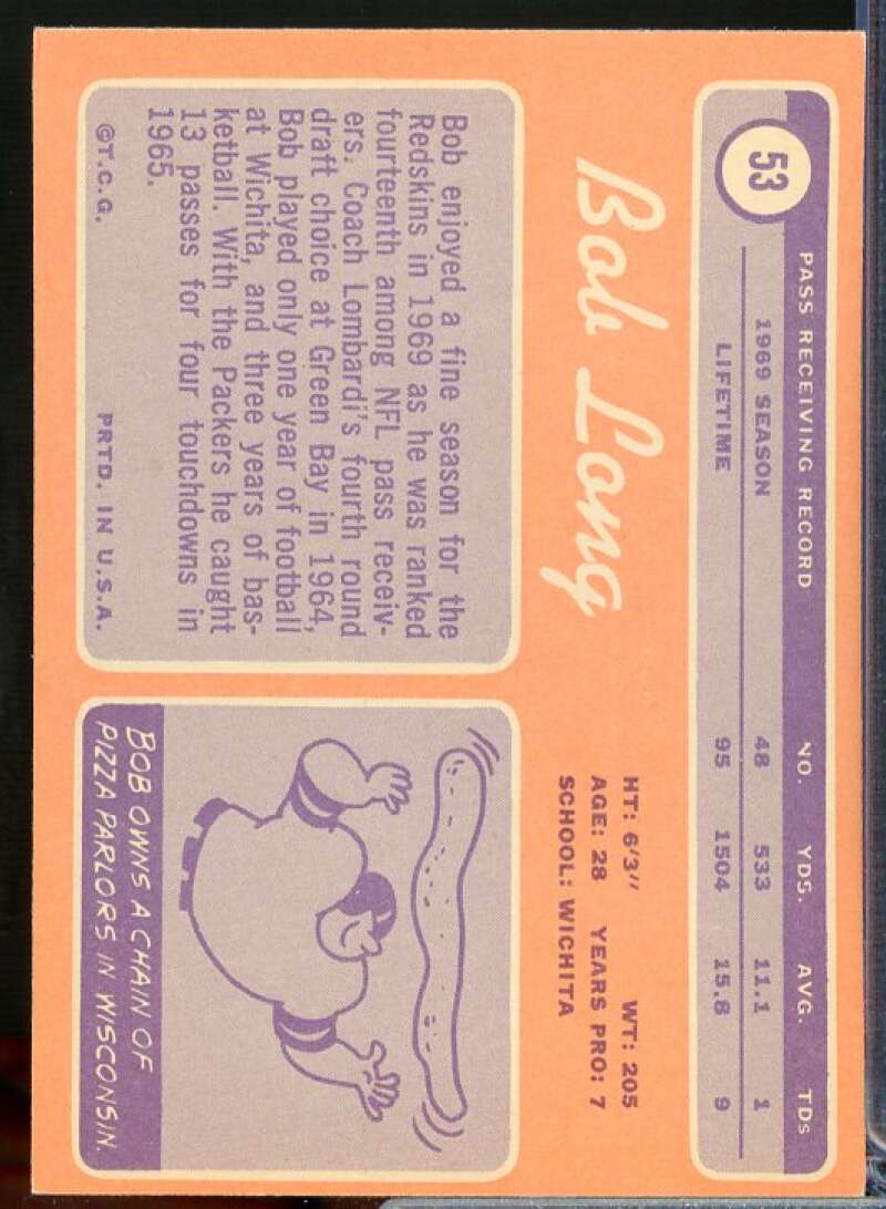Bob Long Rookie Card 1970 Topps #53  Image 2