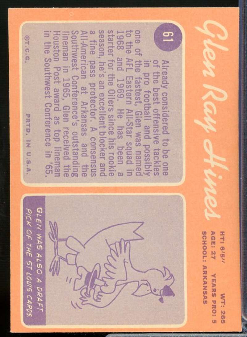 Glen Ray Hines Rookie Card 1970 Topps #61  Image 2