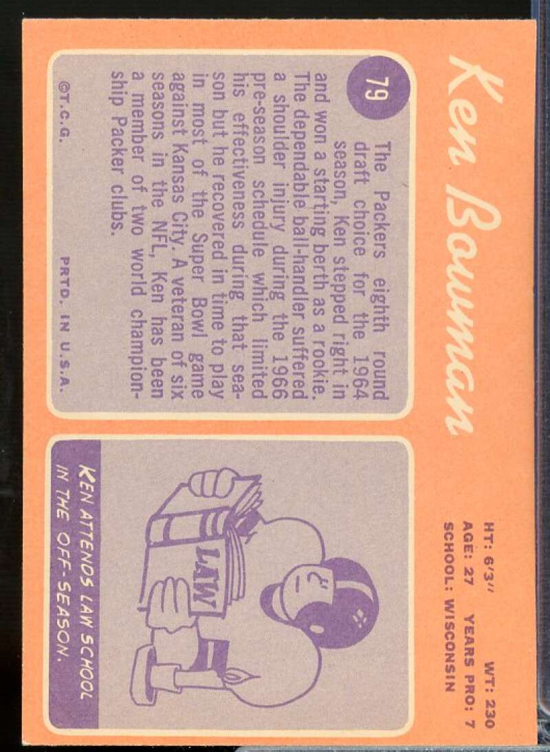 Ken Bowman Rookie Card 1970 Topps #79  Image 2