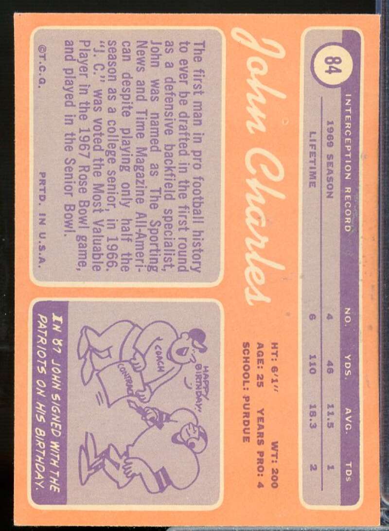 John Charles Card 1970 Topps #84  Image 2