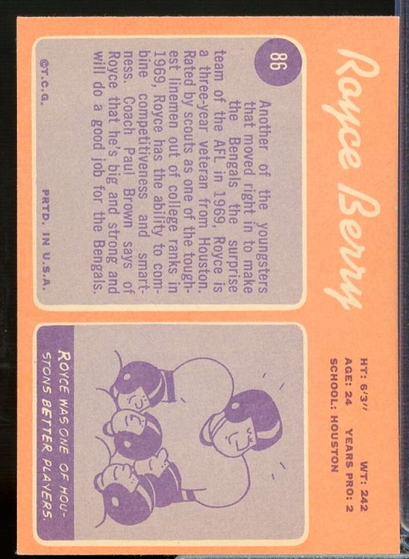 Royce Berry Rookie Card 1970 Topps #86  Image 2