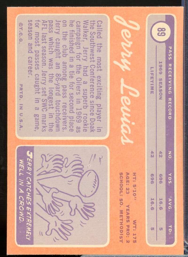 Jerry LeVias Rookie Card 1970 Topps #89  Image 2