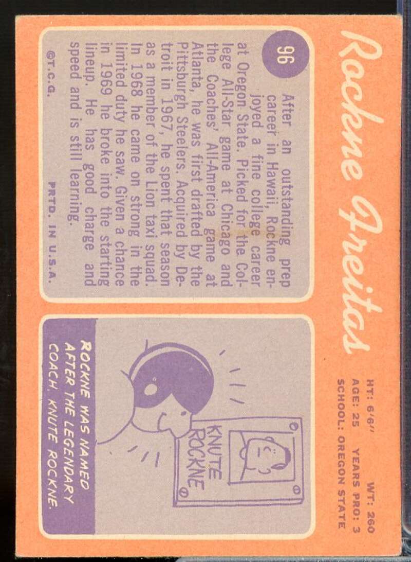 Rockne Freitas Rookie Card 1970 Topps #96  Image 2