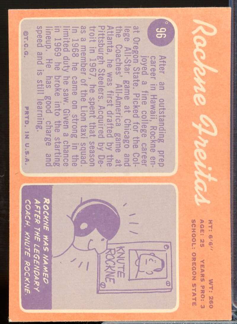 Rockne Freitas Rookie Card 1970 Topps #96  Image 2
