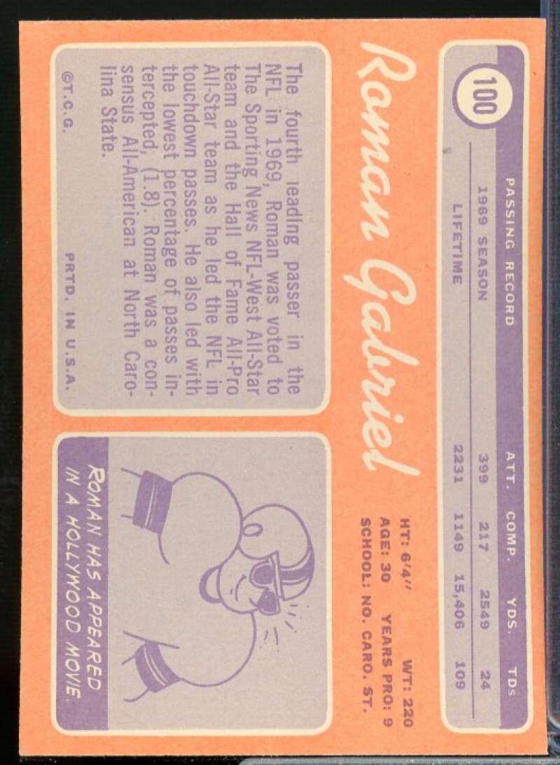 Roman Gabriel Card 1970 Topps #100  Image 2
