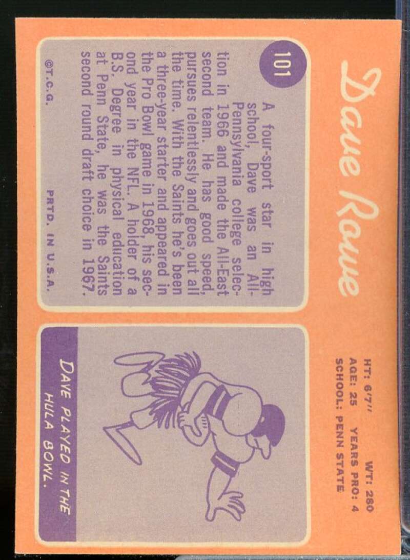 Dave Rowe Rookie Card 1970 Topps #101  Image 2