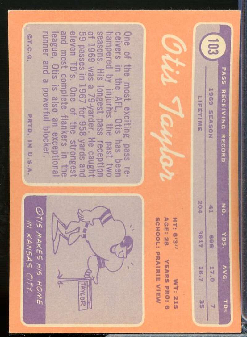 Otis Taylor Card 1970 Topps #103  Image 2