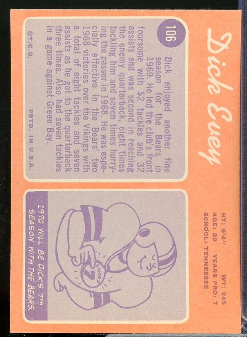 Dick Evey Card 1970 Topps #106  Image 2