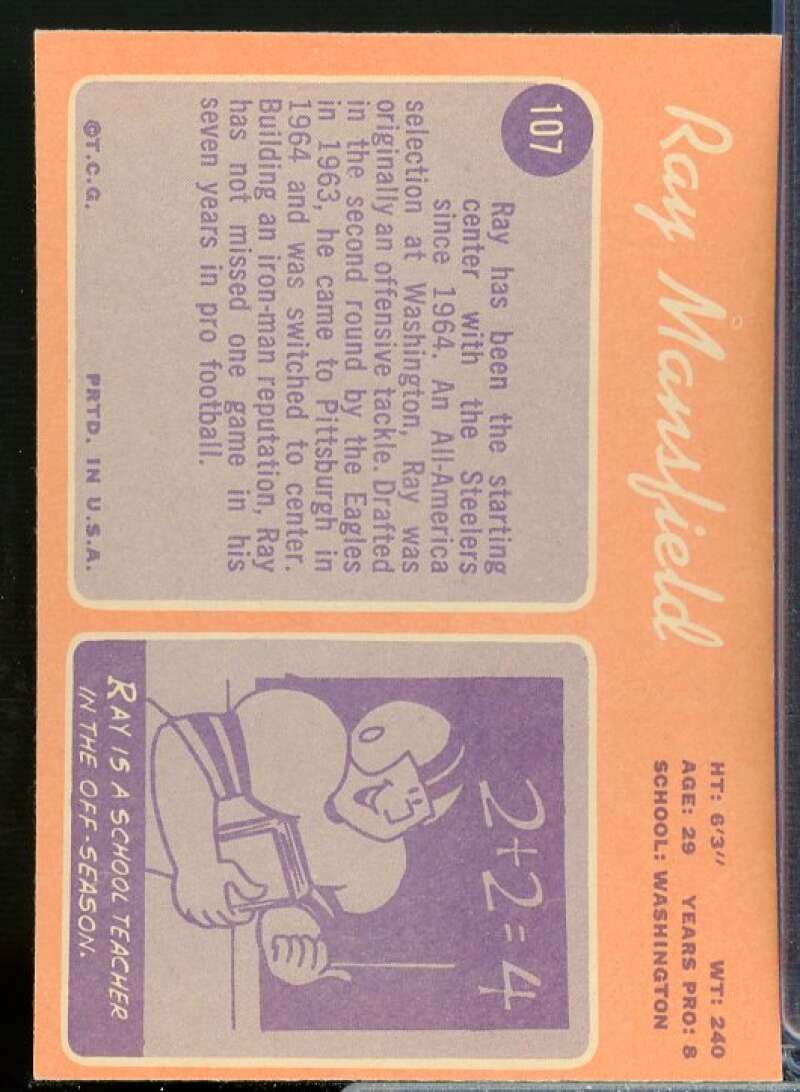 Ray Mansfield Rookie Card 1970 Topps #107  Image 2