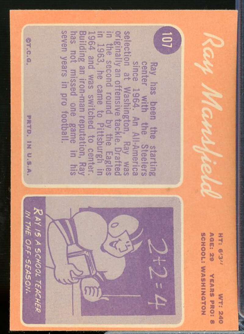Ray Mansfield Rookie Card 1970 Topps #107  Image 2
