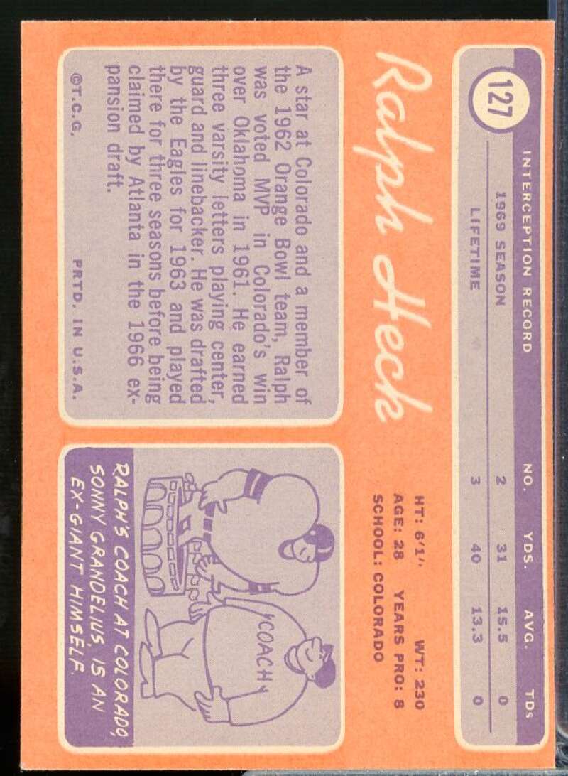 Ralph Heck Card 1970 Topps #127  Image 2