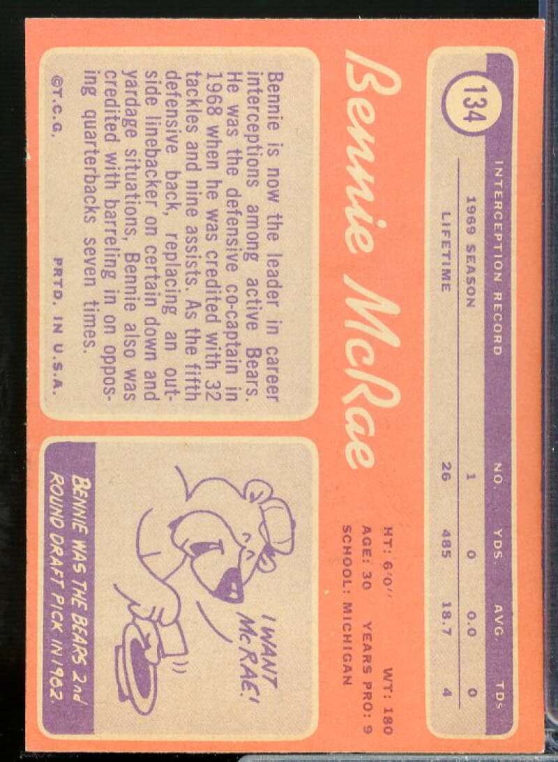Bennie McRae Card 1970 Topps #134  Image 2