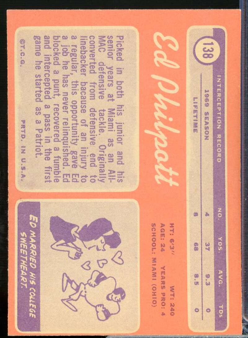 Ed Philpott Rookie Card 1970 Topps #138  Image 2