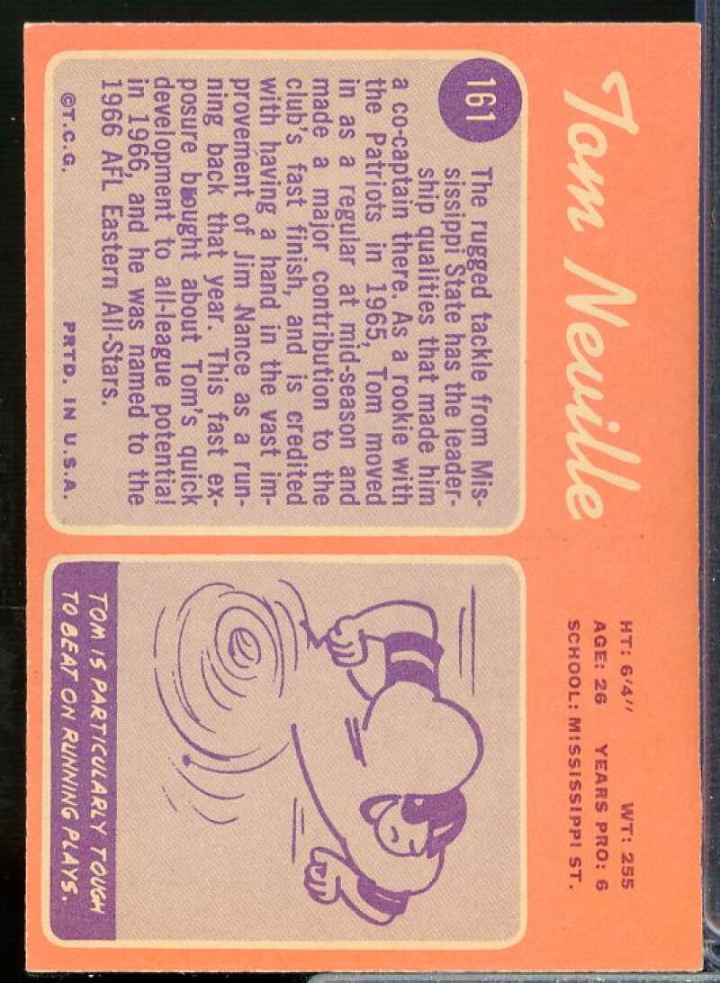 Tom Neville Rookie Card 1970 Topps #161  Image 2